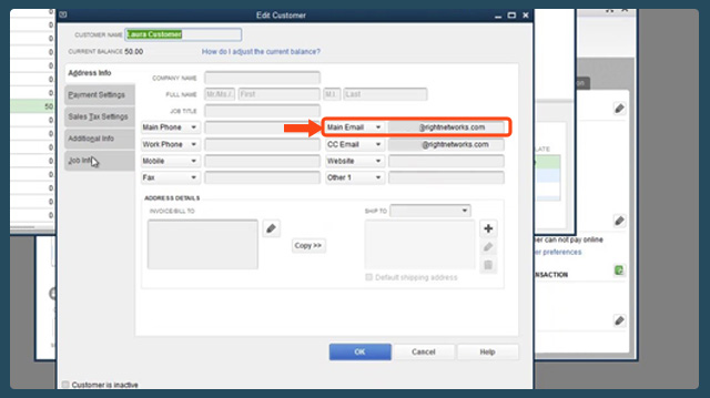QuickBooks editing of client info tinfo0